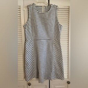 JCREW sleeveless A-LINE dress STRIPED navy ZIPPER size 14